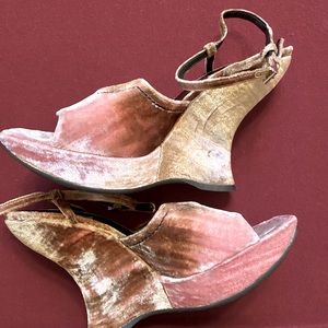 Prada Velvet Baby Pink 5in wedge heels